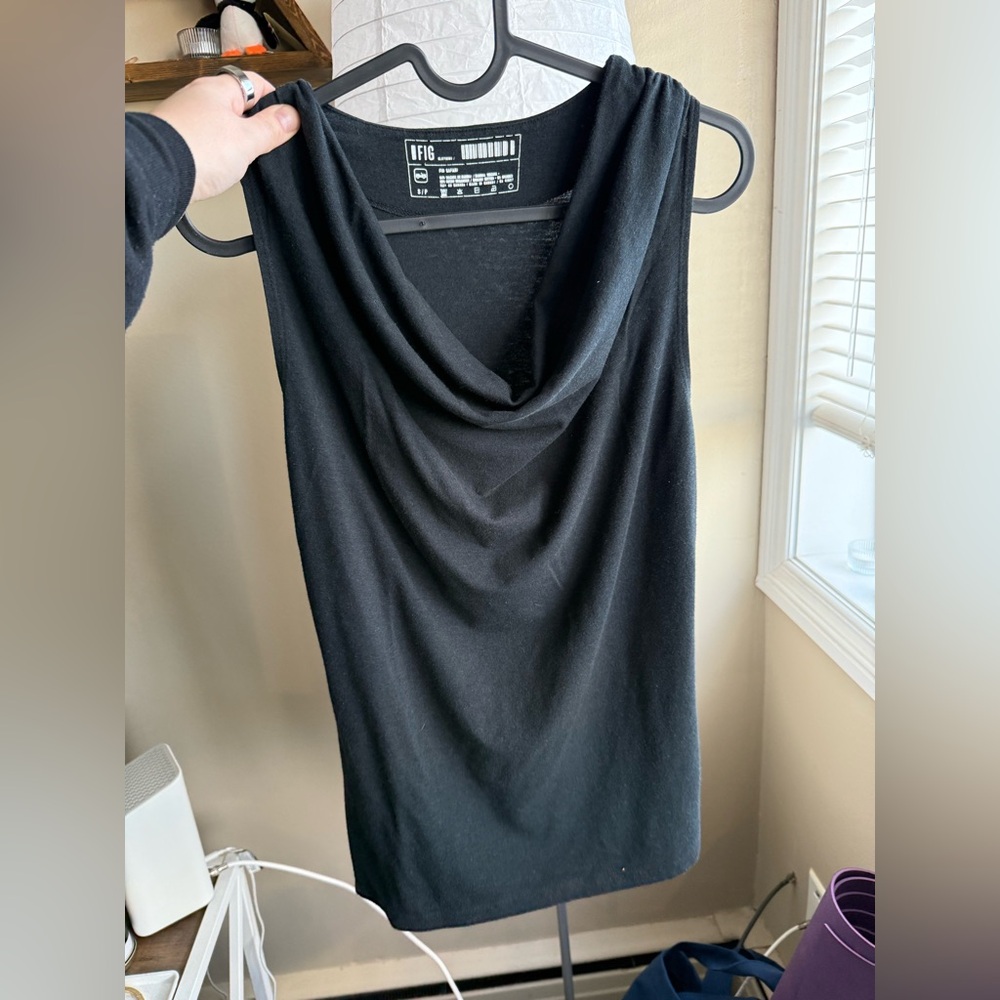 Fig Safari Black Sleeveless Cowl Neck Bamboo Cotton Top Size Small